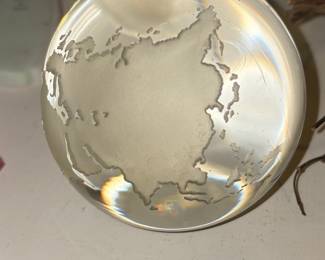 Crystal Globe Paperweight with Etched Map of Asia