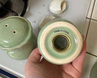 Celadon Green Ceramic Salt and Pepper Shakers