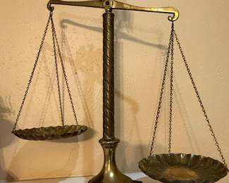 Vintage Brass Eagle Scales of Justice with Marble Base