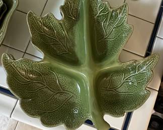 Lillian Vernon Leaf-Shaped Divided Serving Dish