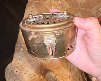 Vintage Brass Cricket Box or Potpourri Holder
