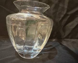 Mid-Century Modern Clear Glass Vase with Paneled Body