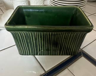 McCoy Pottery 605 Rectangular Planter - Green Ribbed