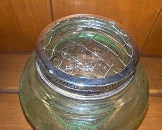 Depression Glass Flower Frog Vase - Anchor Hocking Sandwich Pattern