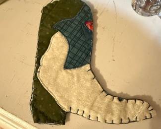 Handmade Fabric Cowboy Boot Ornament