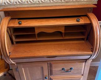 Oak Roll Top Secretary Desk