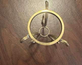 Vintage Brass Sphere or Egg Display Stand with Scroll Design