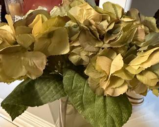 Artificial Hydrangea Arrangement in Clear Glass Vase