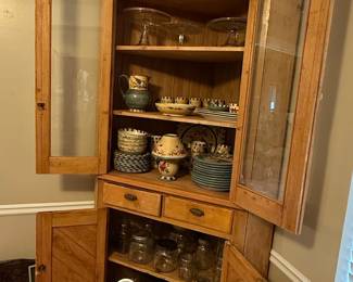 Antique Pine Farmhouse Corner Cupboard