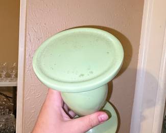 Vintage Green Ceramic Candlestick Holder