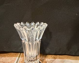 Crystal Vase with Scalloped Rim and Starburst Base