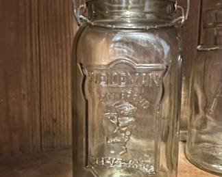 Weideman Boy Brand Quart Embossed Glass Jar with Wire Bail