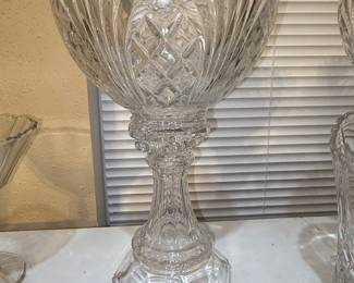 American Brilliant Cut Glass Punch Bowl with Stand