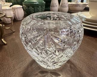 Royal Irish Crystal Rose Bowl on Brass Stand