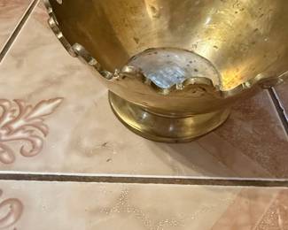 Vintage Brass Scalloped Edge Footed Bowl