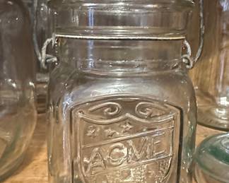 Vintage Acme "Shield" Embossed Pint Jar with Wire Bail
