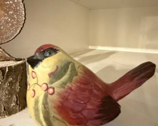Hand-Painted Ceramic Cardinal Figurine with Berry Accents