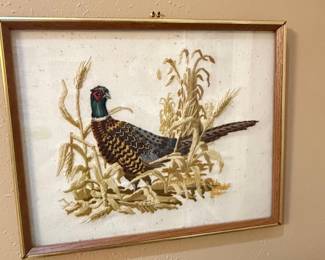 Vintage Columbia-Minerva "Pheasant Family" Crewel Embroidery Kit