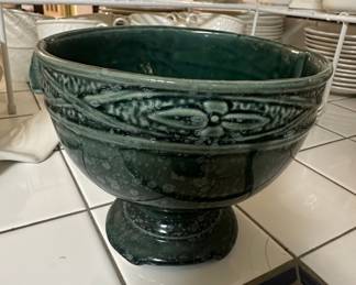 McCoy Pottery Green Grapevine Pedestal Bowl