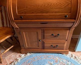 Oak Roll Top Secretary Desk