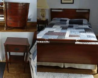 3Piece Bedroom Furniture Set  Double Full Bed, Chest of Drawers  Nightstand