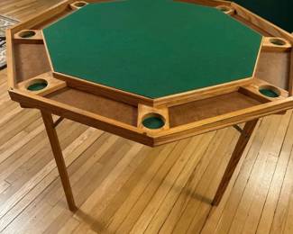 Folding Octagonal Game Table with Green Felt Top