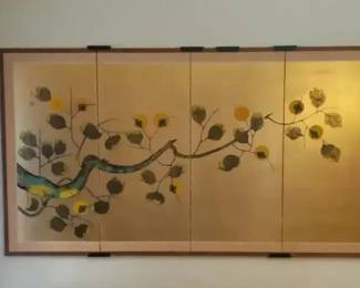 FourPanel AsianInspired Floral Wall Art
