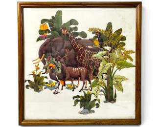 Framed Tony Chen 3D Art Lithograph Of African Animals