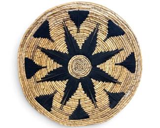 Banana Bark Black Yarn Round Wall Sculpture