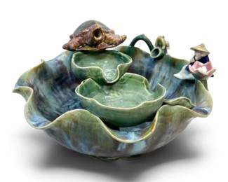 Majolica Asian Flare Tabletop Fountain