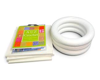 Two Crochet Guides, Three Blank Canvases, Three Blank Wreaths