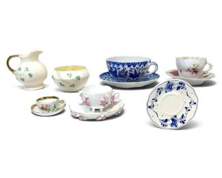 Ireland Belleek Pottery, Japanese Blue Phoenix Tea Cup Saucer, Holland Delft Blue Saucer More