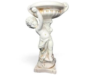 Mid20th Century Inarco E543 White Ceramic Cherub Angel Holding Bowl Figurine