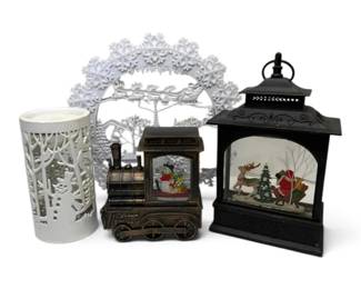 Four Christmas BatteryPowered Snow Lamps