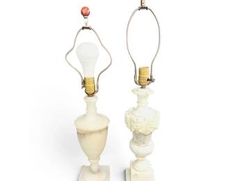 Two Vintage Italian Alabaster Marble Lamps