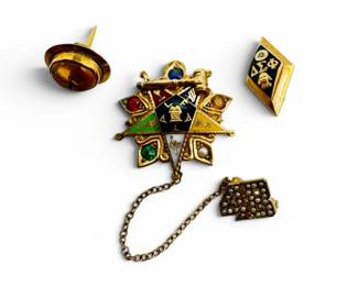 10k Gold Earring, Delta Sigma Phi Pin Masonic Pin 9.5g Total