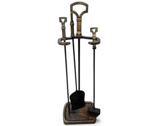 Gold Black Fireplace Tool Set