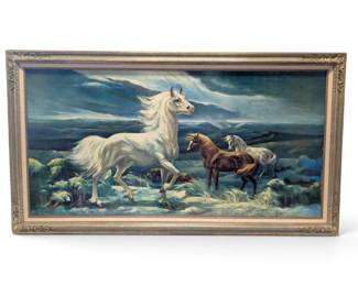 White Stallion in the Moonlight Print by Lumen Martin Winter 53.5 x 29.5