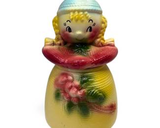 1950s Yarn Girl American Bisque Ceramic Cookie Jar