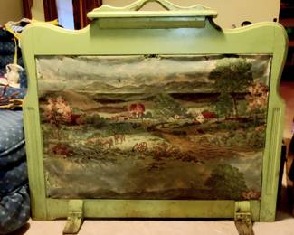 Antique fireplace screen painting on canvas