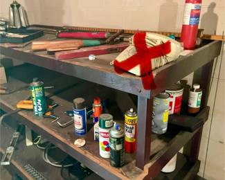 Assorted tools. Shelves not for sale.
