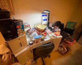 Nail salon table and supplies