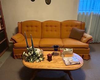 Vintage Tufted Wingback Armchair with Ruffled Skirt