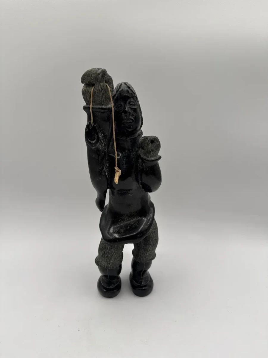 001 Serpentine Fisherwoman Sculpture By Jake Kadluk