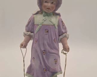 Antique Heubach Porcelain Girl With Jumprope