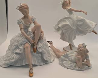 Vintage Wallendorf Ballerina, Dancing Woman With Fan, Reclining Woman