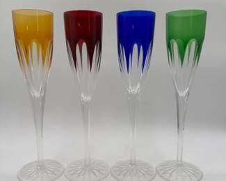 010 Set Of Four Faberge Crystal Flutes