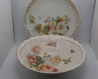 Vintage Floral Porcelain Bowl And Serving Plate