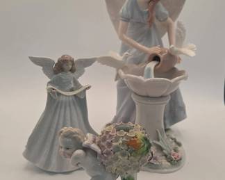 Angels And Cherubs And Doves, Oh My Lladro Tree Topper, Living Home Porcelain Angel, Winged Cherub