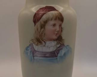 Antique Opaline Glass Portrait Vase
